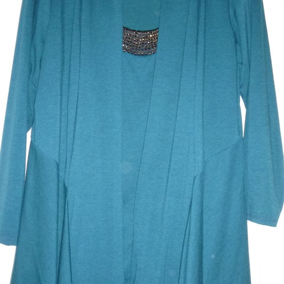 Womens- Open front cardigan with attached shell - Picture 1 of 7